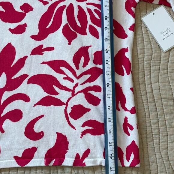Calligraphie NWT White Fuchsia Short Sleeve Seeater Sz L - Picture 5 of 7